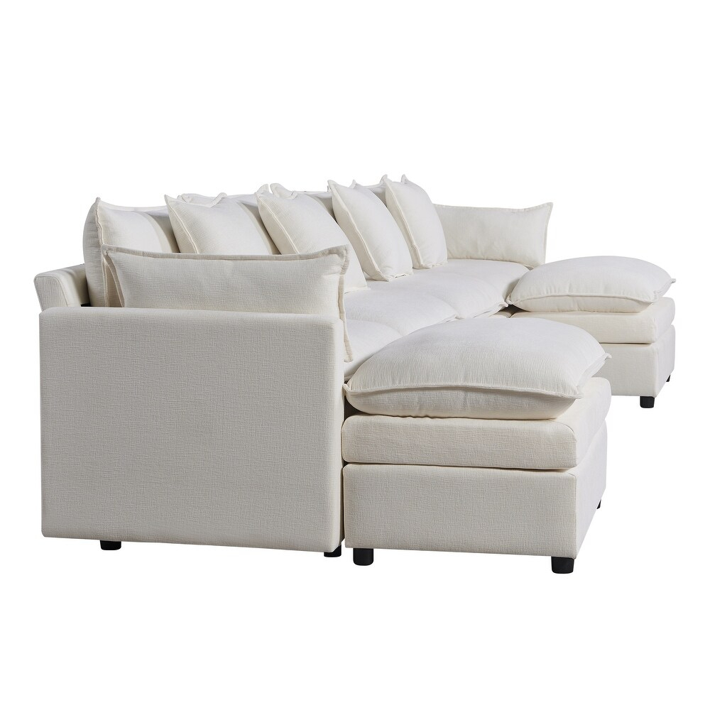 Modern U-Shaped Sectional Sofa Convertible Chaise Ottomans Comfortable Compressed Living Room Couch for Villa - Image 4
