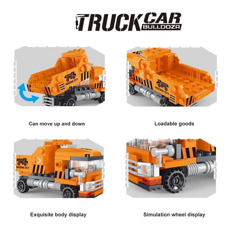 Heavy Dump Truck Engineering Cement Mixer Engine Mini Loader Car Classic Model Building Blocks Sets Bricks Toy City - Image 3
