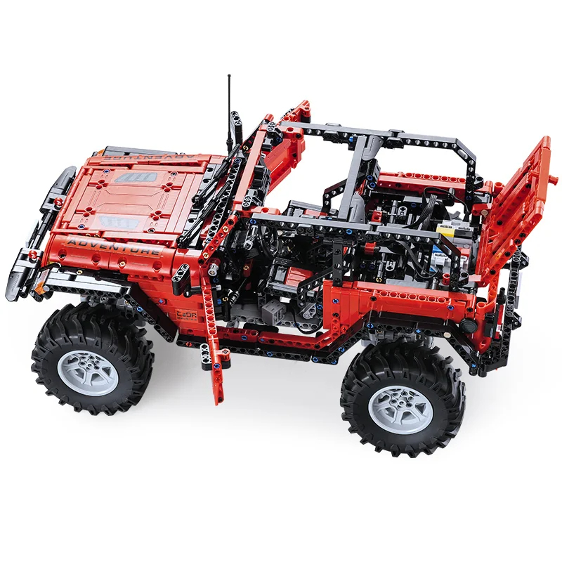 RC Off-Road Red Car Model Building Blocks Remote Control SUV Cars Bricks Set for Kids - Image 2