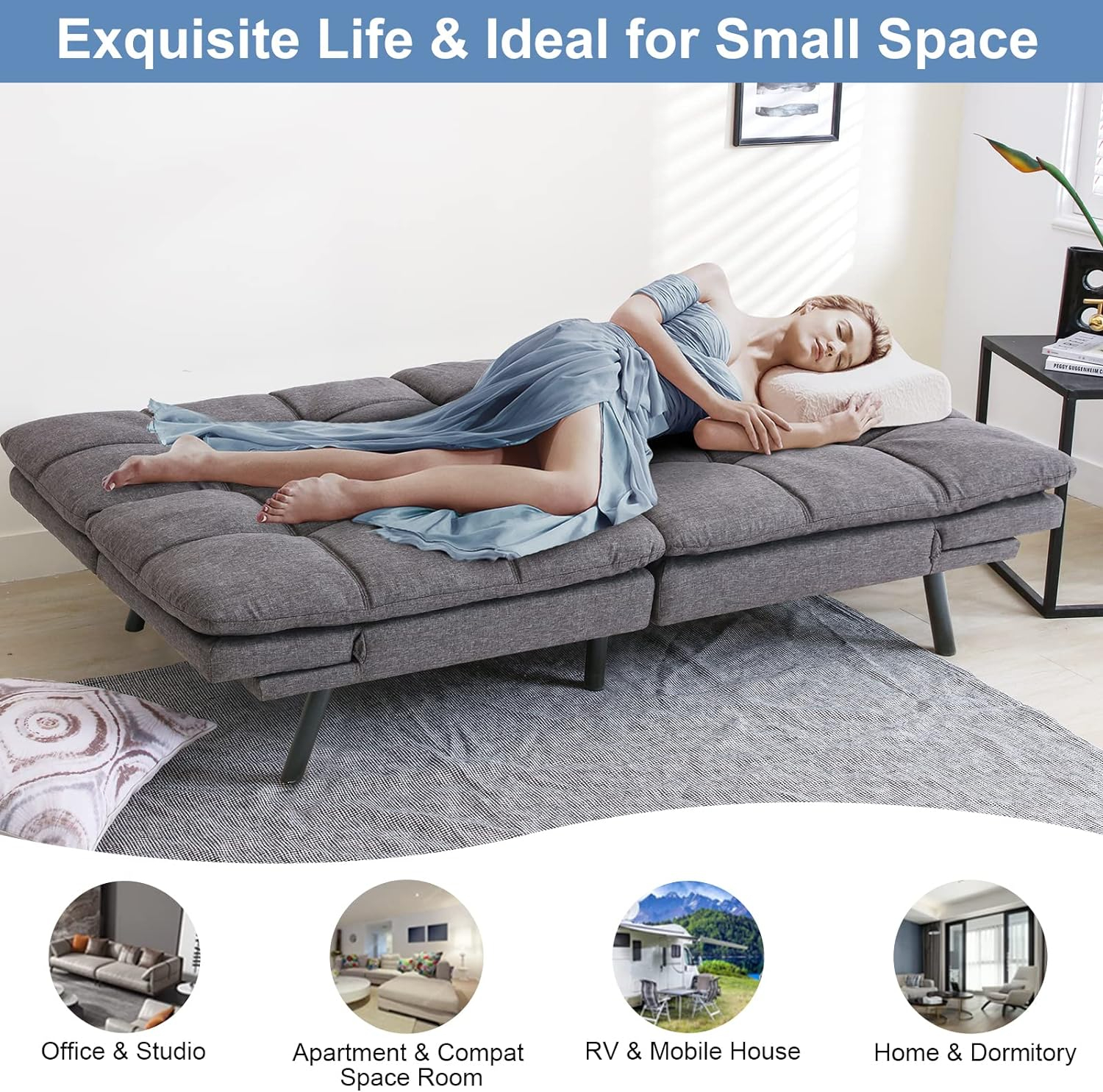 High Quality Living Room Sofa Bed Couch Memory Foam Futon Convertible Couch Bed - Image 3