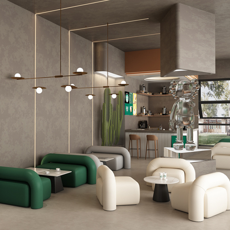 Modern Commercial Furniture Set Sofa Chair for Restaurant Coffee Shop & Book Store Fabric Upholstery Booth Seating - Image 3