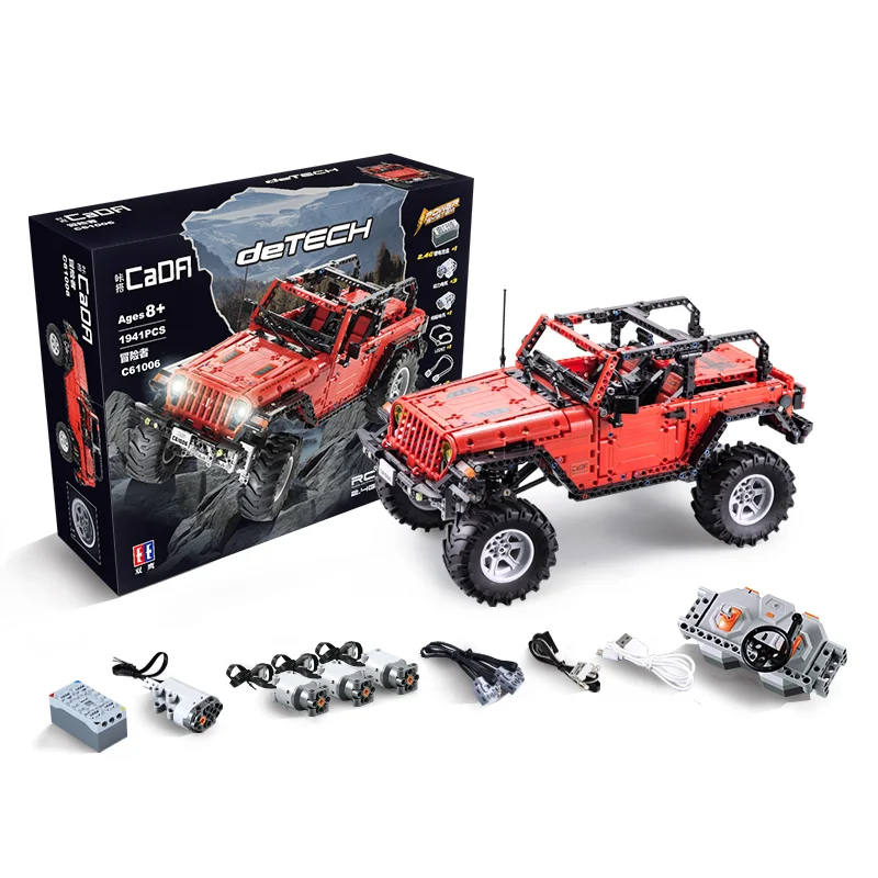 RC Off-Road Red Car Model Building Blocks Remote Control SUV Cars Bricks Set for Kids - Image 4