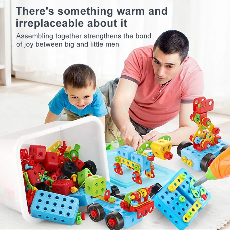 Child Screw Toys Electric Drill Tool Box Develop Creative Building Block Boys Educational Building Block Nut Assembly Toys - Image 3